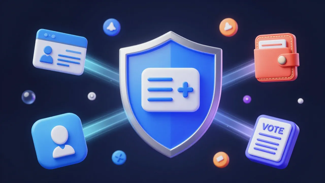 Mapa visual de las aplicaciones de las pruebas de conocimiento cero: identidad digital, transacciones privadas, votación anónima, verificación de solvencia y control fronterizo